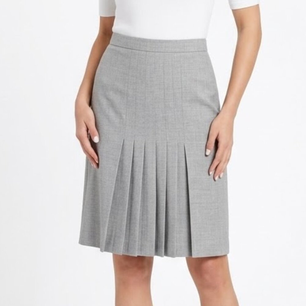 Vintage Hillard & Hanson Grey Wool Blend Pleated Back Career Skirt Size 16